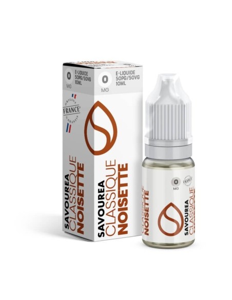 NOISETTE Prêt à tartiner ! La saveur pralinée d'une noisette fondante en bouche. Fabriqué en France; Taux PG / VG : 50/50, sans